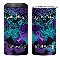 Suicide Awareness Your Story Is Not Over Yet 4 in 1 Can Cooler Tumbler Polynesian Butterfly Tattoo