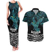 New Zealand Sulphur-crested Cockatoo Couples Matching Tank Maxi Dress and Hawaiian Shirt Aotearoa Maori Mix Paua Shell