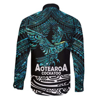 New Zealand Sulphur-crested Cockatoo Family Matching Off The Shoulder Long Sleeve Dress and Hawaiian Shirt Aotearoa Maori Mix Paua Shell
