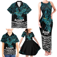 New Zealand Sulphur-crested Cockatoo Family Matching Tank Maxi Dress and Hawaiian Shirt Aotearoa Maori Mix Paua Shell LT14 - Polynesian Pride