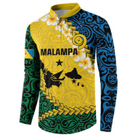 Malampa Province Button Sweatshirt Vanuatu Map - Plumeria Flag Color LT14 - Polynesian Pride