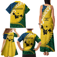 Malampa Province Family Matching Tank Maxi Dress and Hawaiian Shirt Vanuatu Map - Plumeria Flag Color LT14 - Polynesian Pride
