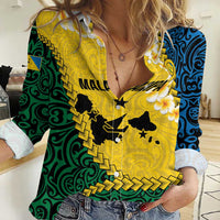 Malampa Province Women Casual Shirt Vanuatu Map - Plumeria Flag Color LT14 Female Yellow - Polynesian Pride