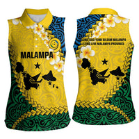 Malampa Province Women Sleeveless Polo Shirt Vanuatu Map - Plumeria Flag Color LT14 - Polynesian Pride