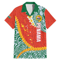 Penama Province Family Matching Mermaid Dress and Hawaiian Shirt Vanuatu Map - Plumeria Flag Color LT14 Dad's Shirt - Short Sleeve Red - Polynesian Pride
