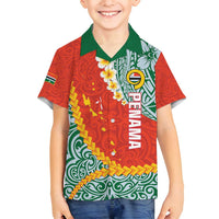 Penama Province Family Matching Off Shoulder Short Dress and Hawaiian Shirt Vanuatu Map - Plumeria Flag Color LT14 Son's Shirt Red - Polynesian Pride