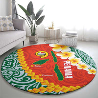 Penama Province Round Carpet Vanuatu Map - Plumeria Flag Color