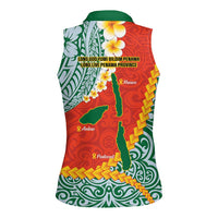 Penama Province Women Sleeveless Polo Shirt Vanuatu Map - Plumeria Flag Color LT14 - Polynesian Pride