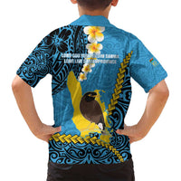 Sanma Province Family Matching Off Shoulder Maxi Dress and Hawaiian Shirt Vanuatu Pattern Myna Bird - Plumeria Flag Color LT14 - Polynesian Pride