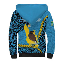 Sanma Province Sherpa Hoodie Vanuatu Pattern Myna Bird - Plumeria Flag Color