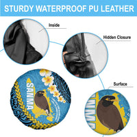 Sanma Province Spare Tire Cover Vanuatu Pattern Myna Bird - Plumeria Flag Color