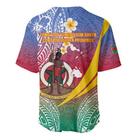 Shefa Province Baseball Jersey Vanuatu Pattern Map - Plumeria Flag Color LT14 - Polynesian Pride