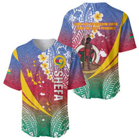 Shefa Province Baseball Jersey Vanuatu Pattern Map - Plumeria Flag Color LT14 - Polynesian Pride