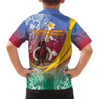 Shefa Province Family Matching Tank Maxi Dress and Hawaiian Shirt Vanuatu Pattern Map - Plumeria Flag Color LT14 - Polynesian Pride