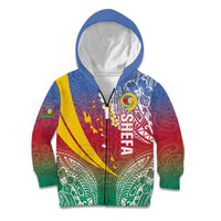 Shefa Province Kid Hoodie Vanuatu Pattern Map - Plumeria Flag Color