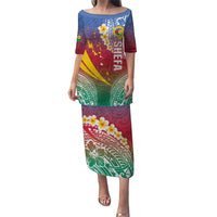 Shefa Province Puletasi Vanuatu Pattern Map - Plumeria Flag Color