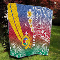 Shefa Province Quilt Vanuatu Pattern Map - Plumeria Flag Color LT14 - Polynesian Pride