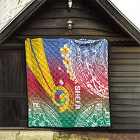 Shefa Province Quilt Vanuatu Pattern Map - Plumeria Flag Color LT14 - Polynesian Pride