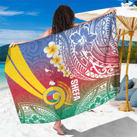 Shefa Province Sarong Vanuatu Pattern Map - Plumeria Flag Color LT14 One Size 44 x 66 inches Red - Polynesian Pride