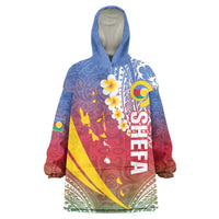 Shefa Province Wearable Blanket Hoodie Vanuatu Pattern Map - Plumeria Flag Color LT14 One Size Red - Polynesian Pride