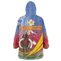 Shefa Province Wearable Blanket Hoodie Vanuatu Pattern Map - Plumeria Flag Color LT14 - Polynesian Pride