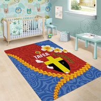 Tafea Province Area Rug Vanuatu Pattern Map - Plumeria Flag Color