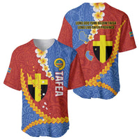 Tafea Province Baseball Jersey Vanuatu Pattern Map - Plumeria Flag Color LT14 - Polynesian Pride