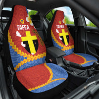 Tafea Province Car Seat Cover Vanuatu Pattern Map - Plumeria Flag Color LT14 One Size Red - Polynesian Pride