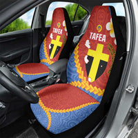 Tafea Province Car Seat Cover Vanuatu Pattern Map - Plumeria Flag Color LT14 - Polynesian Pride