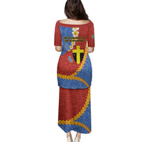 Tafea Province Family Matching Puletasi and Hawaiian Shirt Vanuatu Pattern Map - Plumeria Flag Color LT14 - Polynesian Pride