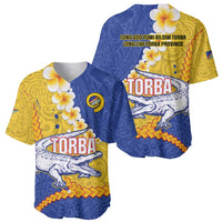 Torba Province Baseball Jersey Vanuatu Pattern Crocodile - Plumeria Flag Color LT14 - Polynesian Pride