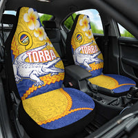 Torba Province Car Seat Cover Vanuatu Pattern Crocodile - Plumeria Flag Color LT14 One Size Yellow - Polynesian Pride