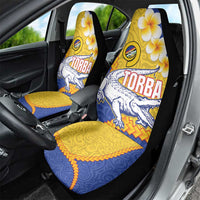 Torba Province Car Seat Cover Vanuatu Pattern Crocodile - Plumeria Flag Color LT14 - Polynesian Pride