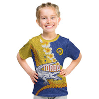 Torba Province Kid T Shirt Vanuatu Pattern Crocodile - Plumeria Flag Color LT14 Yellow - Polynesian Pride