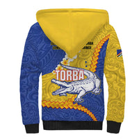 Torba Province Sherpa Hoodie Vanuatu Pattern Crocodile - Plumeria Flag Color