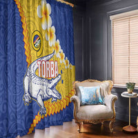 Torba Province Window Curtain Vanuatu Pattern Crocodile - Plumeria Flag Color