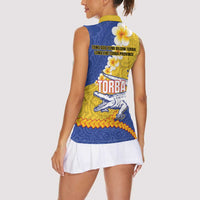 Torba Province Women Sleeveless Polo Shirt Vanuatu Pattern Crocodile - Plumeria Flag Color LT14 - Polynesian Pride