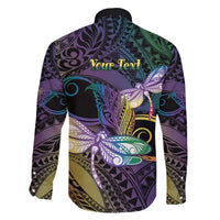 Personalized Polynesian Memorial Family Matching Off The Shoulder Long Sleeve Dress and Hawaiian Shirt Dragonflies Appear When Angels Are Near LT14 - Polynesian Pride
