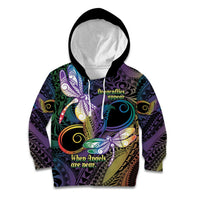 Personalized Polynesian Memorial Kid Hoodie Dragonflies Appear When Angels Are Near