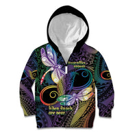 Personalized Polynesian Memorial Kid Hoodie Dragonflies Appear When Angels Are Near