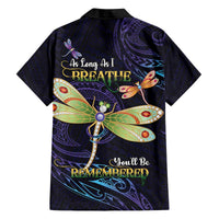 As Long As I Breathe You'll Be Remembered Family Matching Off The Shoulder Long Sleeve Dress and Hawaiian Shirt Dragonflies Memorial - Polynesian Pattern
