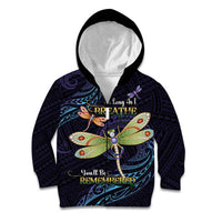 As Long As I Breathe You'll Be Remembered Kid Hoodie Dragonflies Memorial - Polynesian Pattern
