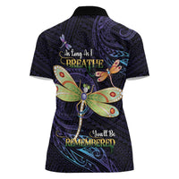 As Long As I Breathe You'll Be Remembered Women Polo Shirt Dragonflies Memorial - Polynesian Pattern