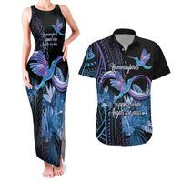 Polynesian Memorial Couples Matching Tank Maxi Dress and Hawaiian Shirt Hummingbirds Appear When Angels Are Near LT14