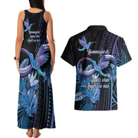 Polynesian Memorial Couples Matching Tank Maxi Dress and Hawaiian Shirt Hummingbirds Appear When Angels Are Near LT14