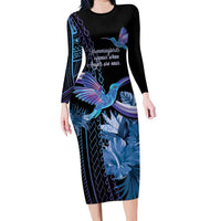 Polynesian Memorial Family Matching Long Sleeve Bodycon Dress and Hawaiian Shirt Hummingbirds Appear When Angels Are Near LT14