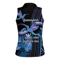 Polynesian Memorial Women Sleeveless Polo Shirt Hummingbirds Appear When Angels Are Near LT14 - Polynesian Pride