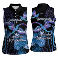 Polynesian Memorial Women Sleeveless Polo Shirt Hummingbirds Appear When Angels Are Near LT14 - Polynesian Pride