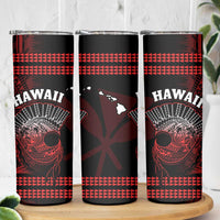 Hawaii Skinny Tumbler Kakau Warrior Helmet Gradient Red Polynesian