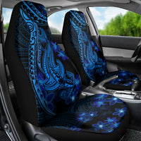 Blue Polynesia Shark Tattoo Car Seat Cover With Polynesian Plumeria LT14 - Polynesian Pride